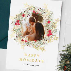 grüner eleganter ein Foto frohe Weihnachten Gold Folien Feiertagskarte