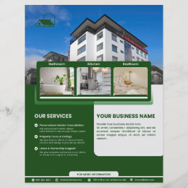 Grüner eleganter Flyer für echte Anwesen-Agenten
