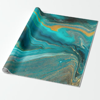 grüner eleganter Marmor mit Goldlinien Geschenkpapier