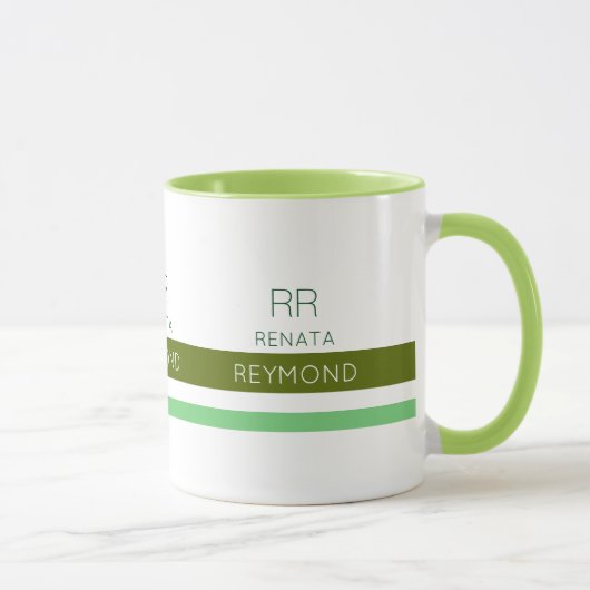 grüner eleganter Name mit Streifen Tasse (Rechts)