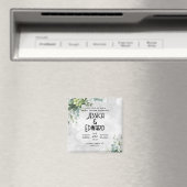 Grüner Eleganter Wedding Watercolor BlumenMinimal Magnet (In Situ (Geschirrspüler))