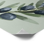 Grüner Empfang von Hochzeitsoliven Blätter Poster (Ecke)