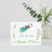 Grüner Engel, Garlands und Urlaubsbanner Feiertagskarte (Stehend Vorderseite)