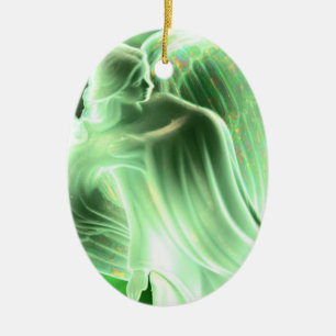 Grüner Engel mit Sprichwort - Ovale Ornamente