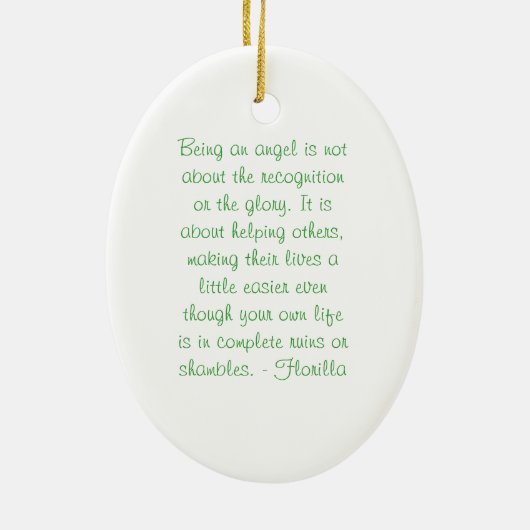 Grüner Engel mit Sprichwort - Ovale Ornamente (Hinten)