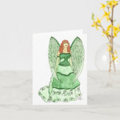 Grüner Engel Notecard Karte (Gelbe Blume)