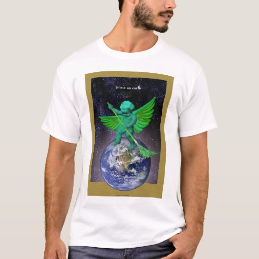 Grüner Engels-Weltfrieden-T - Shirt (Vorderseite)