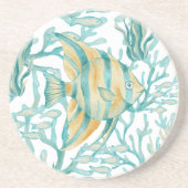 Grüner Engelsfisch Aquarell Fisch Getränkeuntersetzer (Vorne)