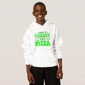 grüner Erntedank rette Pizza aus Truthahn Hoodie (Vorne ganz)