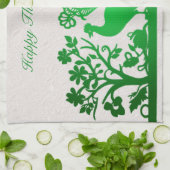 Grüner Erntedank Türkei Blumenküche Handtuch (Gefaltet)