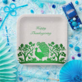 Grüner Erntedank Türkei Blumenpapierplatte Pappteller (Party)