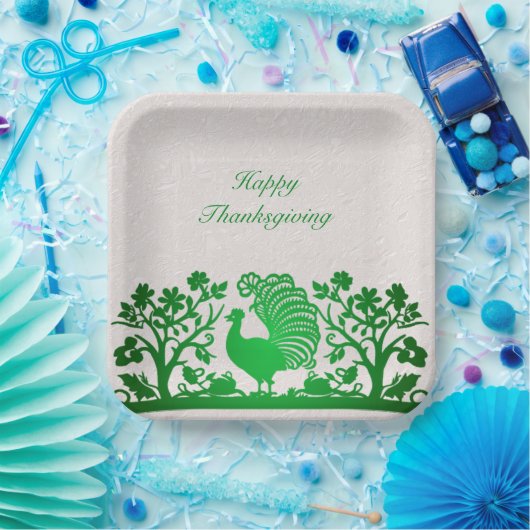 Grüner Erntedank Türkei Blumenpapierplatte Pappteller (Party)