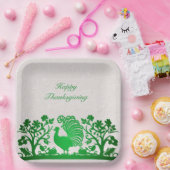 Grüner Erntedank Türkei Blumenpapierplatte Pappteller (Party)