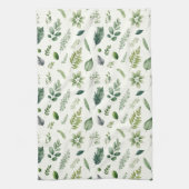 Grüner Eukalyptus Fern Botanische Wasserfarbe Geschirrtuch (Vertikal)
