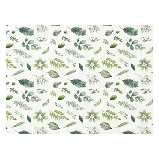 Grüner Eukalyptus Fern Botanische Wasserfarbe Tischdecke (Vorderseite (Horizontal))