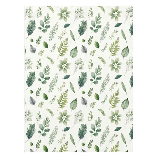 Grüner Eukalyptus Fern Botanische Wasserfarbe Tischdecke (Vorderseite)