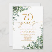 Grüner Eukalyptus Goldene 70. Hochzeitstag-Jubiläu Einladung (Vorderseite)
