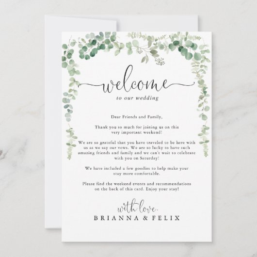 Grüner Eukalyptus-Hochzeitbrief (Vorderseite)