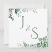 Grüner Eukalyptus-Minimalist Save the Date Einladung (Rückseite)