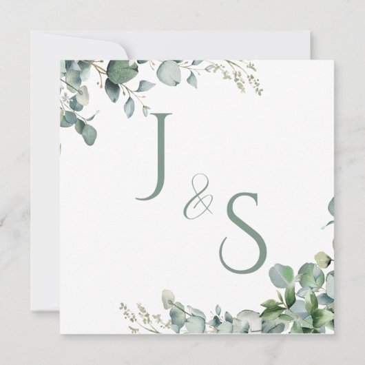 Grüner Eukalyptus-Minimalist Save the Date Einladung (Rückseite)