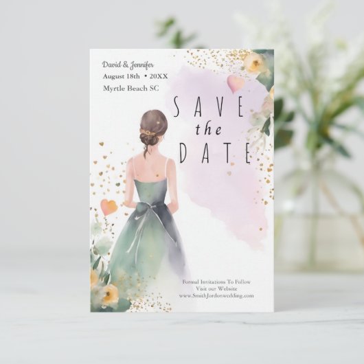 Grüner Eukalyptus Save The Date (Stehend Vorderseite)