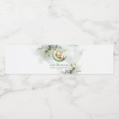 Grüner Eukalyptus schlafender Teddybär über dem Mo Wasserflaschenetikett (Einzelnes Label)