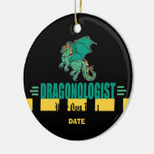 Grüner Fantasiedrache Keramikornament (Links)