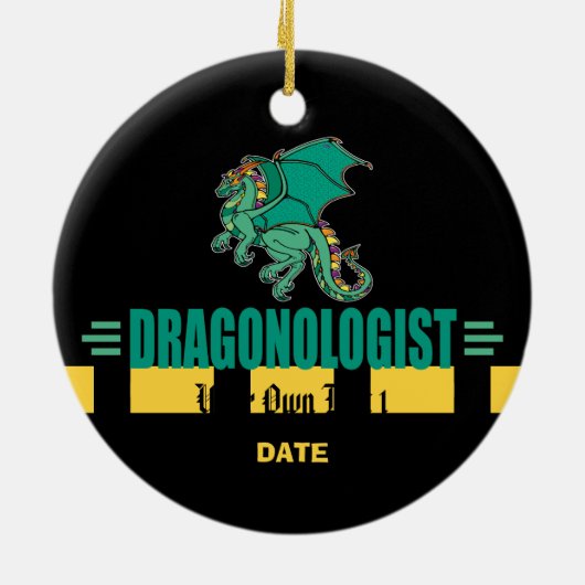 Grüner Fantasiedrache Keramikornament (Hinten)