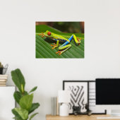 Grüner, farbiger Dschungelbaumfrosch Poster (Heimbüro)