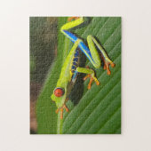 Grüner, farbiger Dschungelbaumfrosch Puzzle (Vertikal)