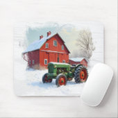 Grüner Farmtraktor und rote Scheune Mousepad (Mit Mouse)