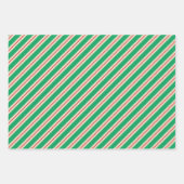 Grüner Feiertag Pinstrip Wrapping Paper Geschenkpapier Set (Vorderseite 3)