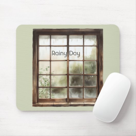 Grüner Fenster Regentag Mousepad (Mit Mouse)