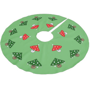 Grüner festlicher Pilz-Baum-Rock Polyester Weihnachtsbaumdecke