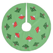 Grüner festlicher Pilzskrug Polyester Weihnachtsbaumdecke (Vorderseite)