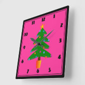 Grüner festlicher Weihnachtsbaum Quadratische Wanduhr (Winkel)
