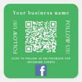 Grüner Firmenname qr Code Facebook Quadratischer Aufkleber (Vorderseite)