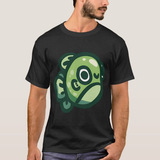 Grüner Fisch Doodle T-Shirt (Vorderseite)