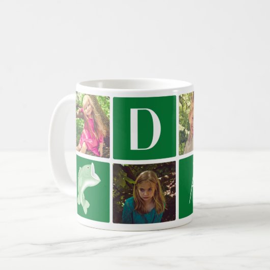 Grüner Fisch Foto Collage Geschenk für Vater Vater Kaffeetasse (Vorderseite Links)