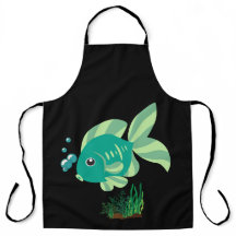 Grüner Fisch mit Blasen und Wasserfischen, Pflanze