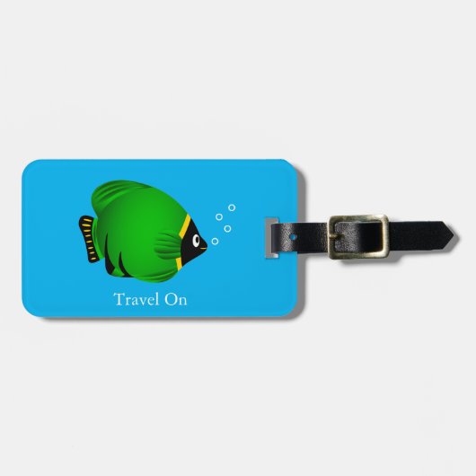 Grüner Fisch mit individuellem Text Gepäckanhänger (Vorderseite horizontal)