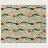 Grüner Fisch und Cursive Writing on Tan Geschenkpapier (Flach)