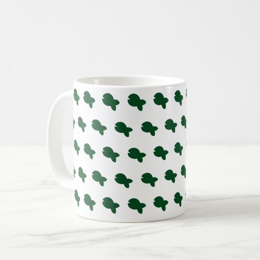 Grüner Fischiger Fischiger Weiß Kaffeetasse (Vorderseite Links)