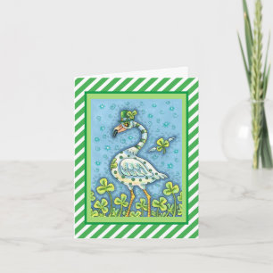 GRÜNER FLAMINGO MIT PUNKTEN, LUSTIGER ST. PATRICK' FEIERTAGSKARTE
