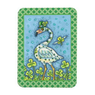 GRÜNER FLAMINGO MIT PUNKTEN, LUSTIGER ST. PATRICK- MAGNET
