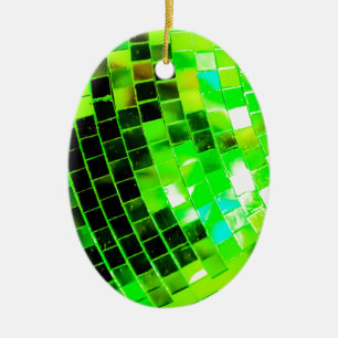 Grüner flippiger Disco-Ball Keramik Ornament