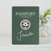 Grüner Florida Reisepass Save The Date (Stehend Vorderseite)
