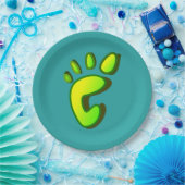 Grüner Footprint Pappteller (Party)