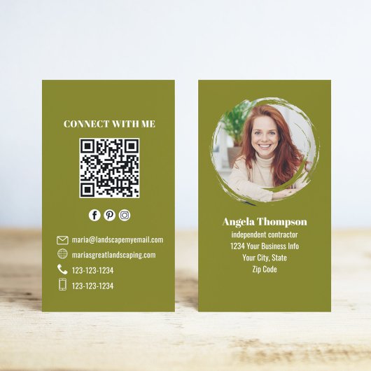 Grüner Foto-QR-Code: Verbinde dich mit mir Geschäf Visitenkarte