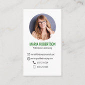 Grüner Foto-QR-Code: Verbinde dich mit mir Visitenkarte (Vorderseite)